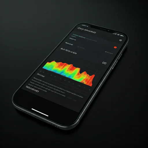 Close-up mobile UI showing a heat map visualization of market liquidity and betting patterns