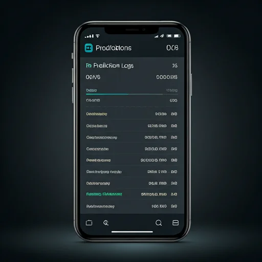 Digital mobile interface displaying prediction logs and probability scores for multiple concurrent events